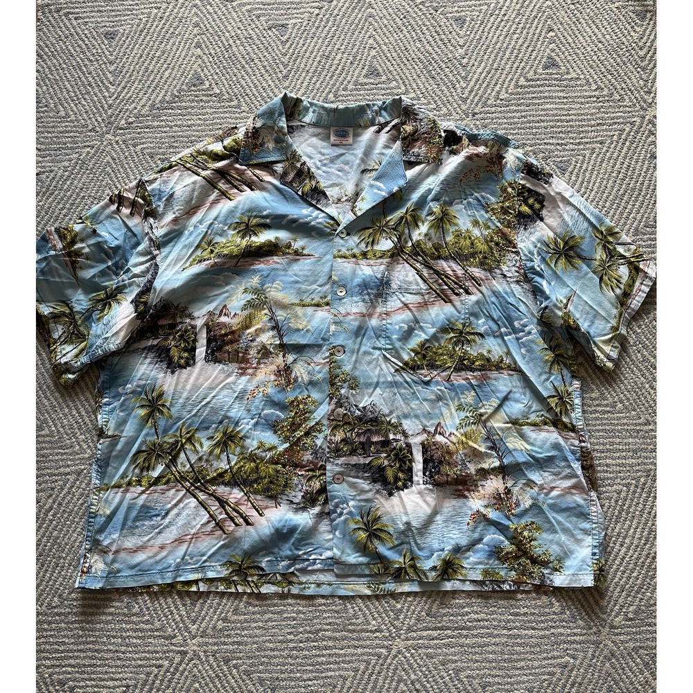 Hallelujah Short Sleeve Hawaiian Shirt -‎ Light Blue/Multicolor - 4XL